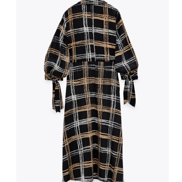 New Zara ZARA PLAID SHIRT DRESS TIE CUFF - Picture 9 of 13